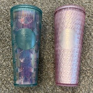 Starbucks Teal and Pink Tumbler Duo